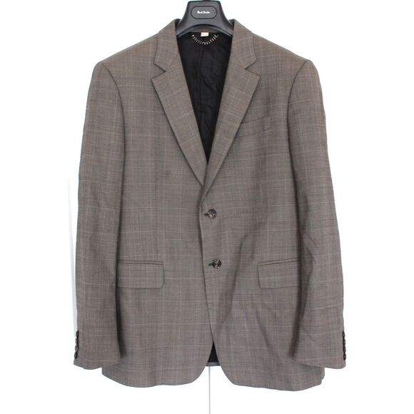 Burberry Tan Black Nova Check Wool Sport Coat Blazer 52L Single Breasted Jacket - Picture 1 of 8